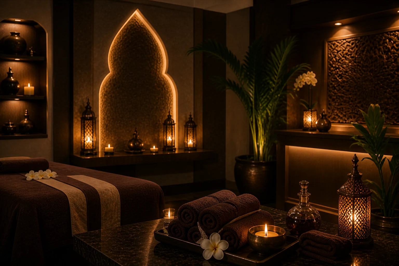 Calm spa corridor inside Plus Star Spa Dubai